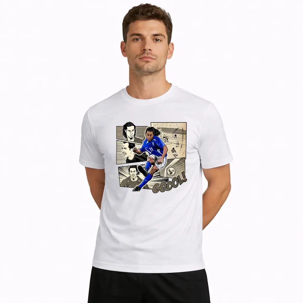 Camiseta MC10 Brasil Dinho 2002 Branca 100% Algodão 30.1