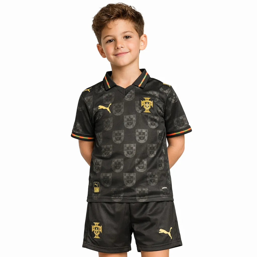 Conjunto Infantil Portugal 2026 - Pantera Negra